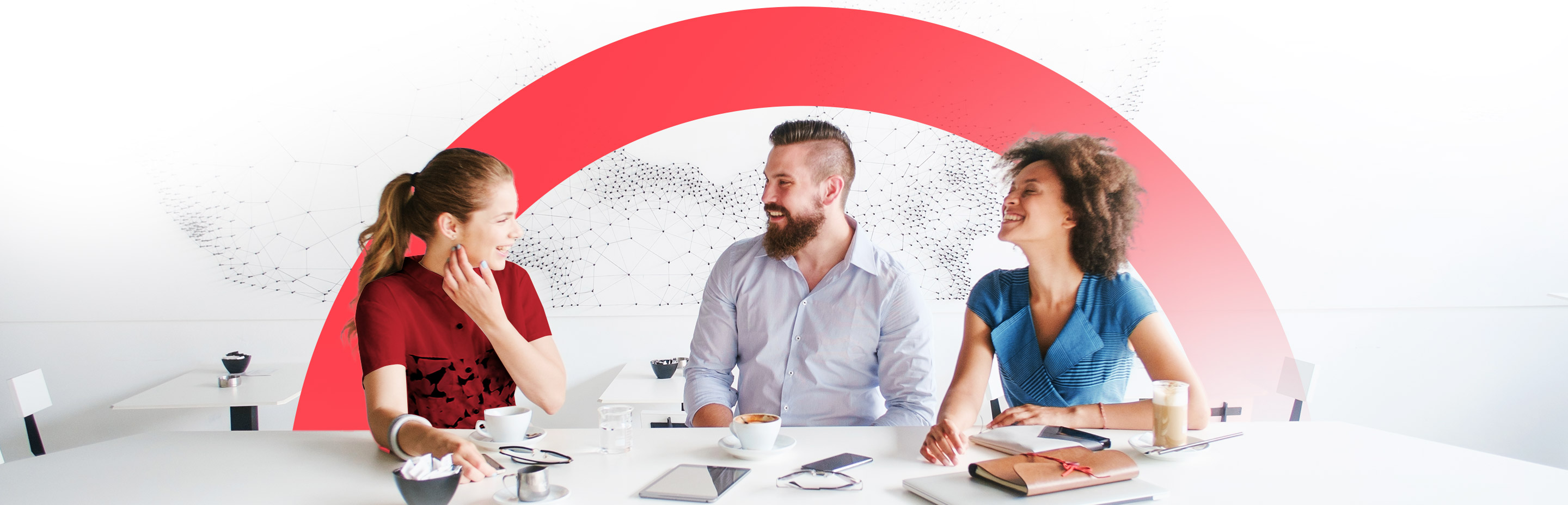 Group of people discussing plans in an informal meeting at the office