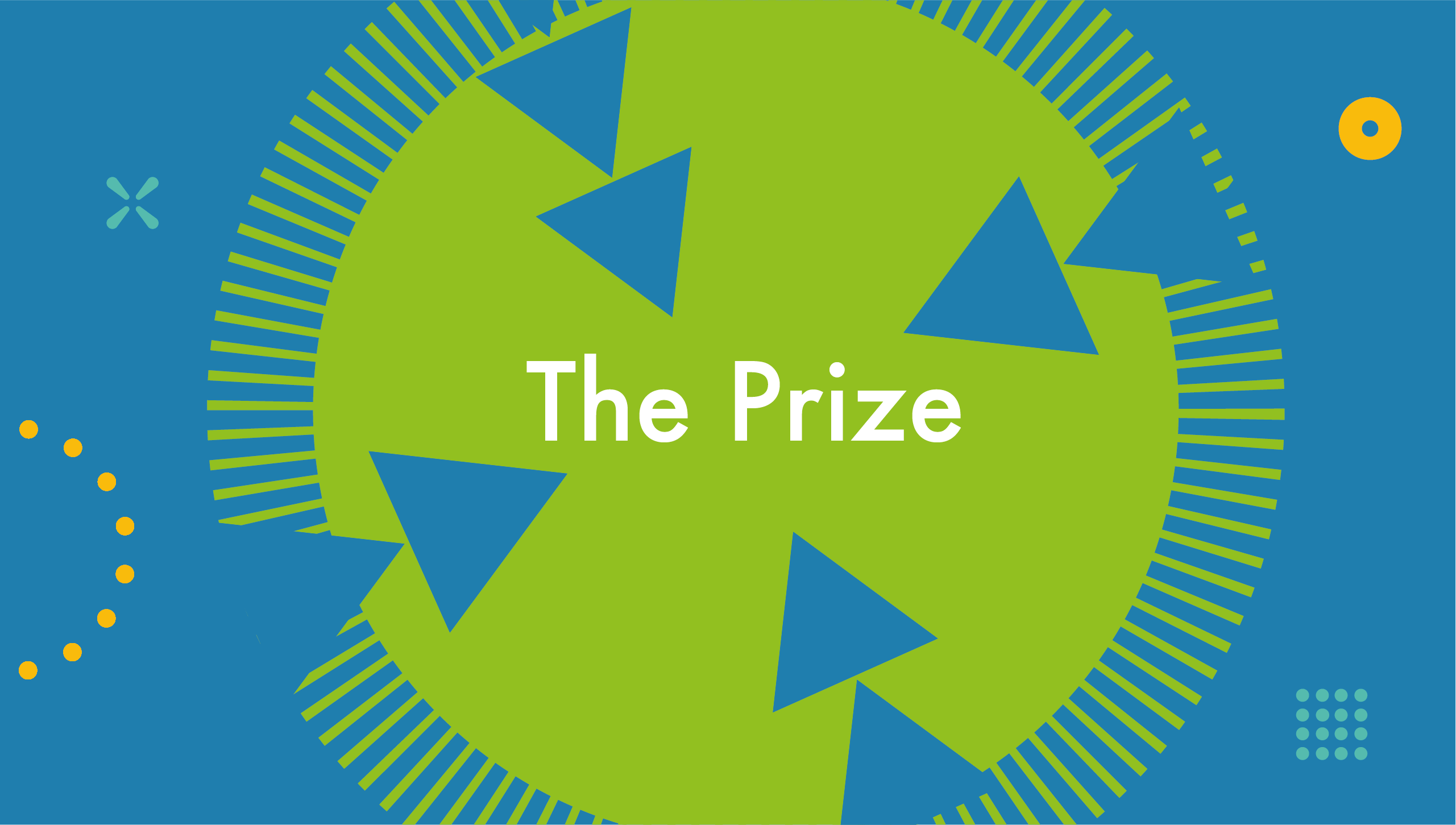 The word ‘The Prize’ surrounded by colorful graphics of circles and triangles.