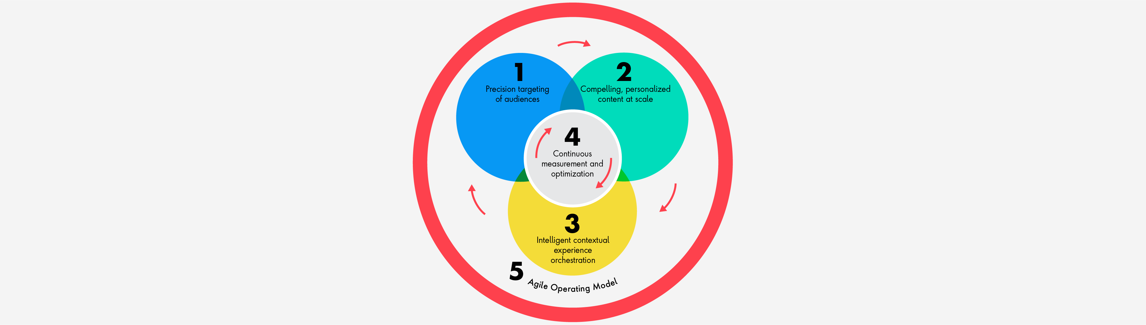 Graphic image of circles representing the 5 pillars to achieve personalization at scale