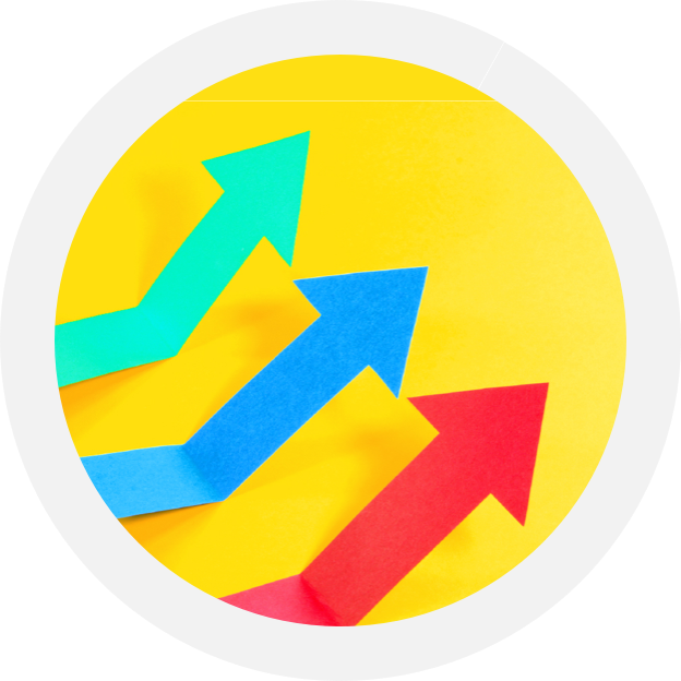 three colored arrows pointing upward