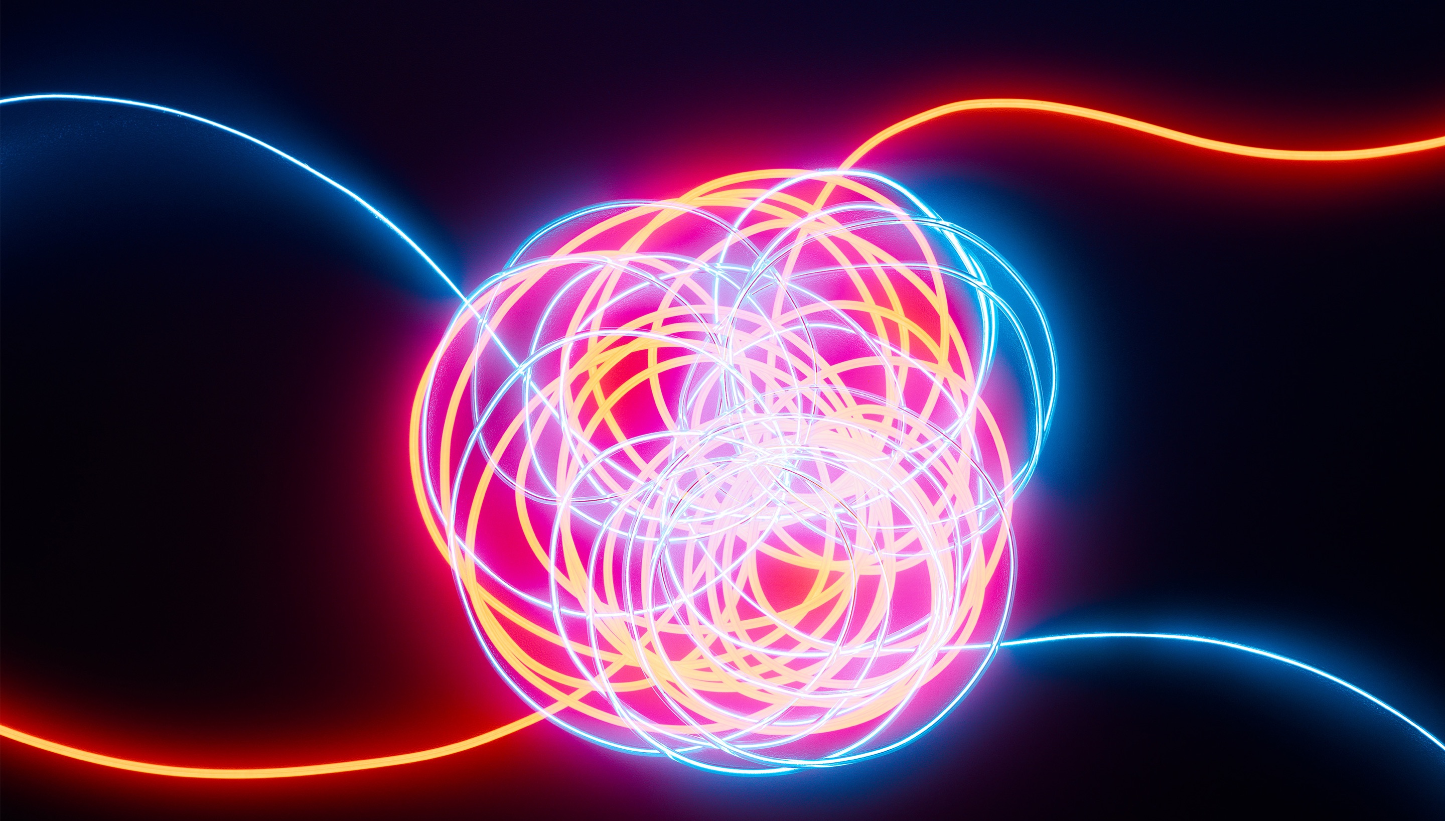 a photo of interconnected wires glowing with activity
