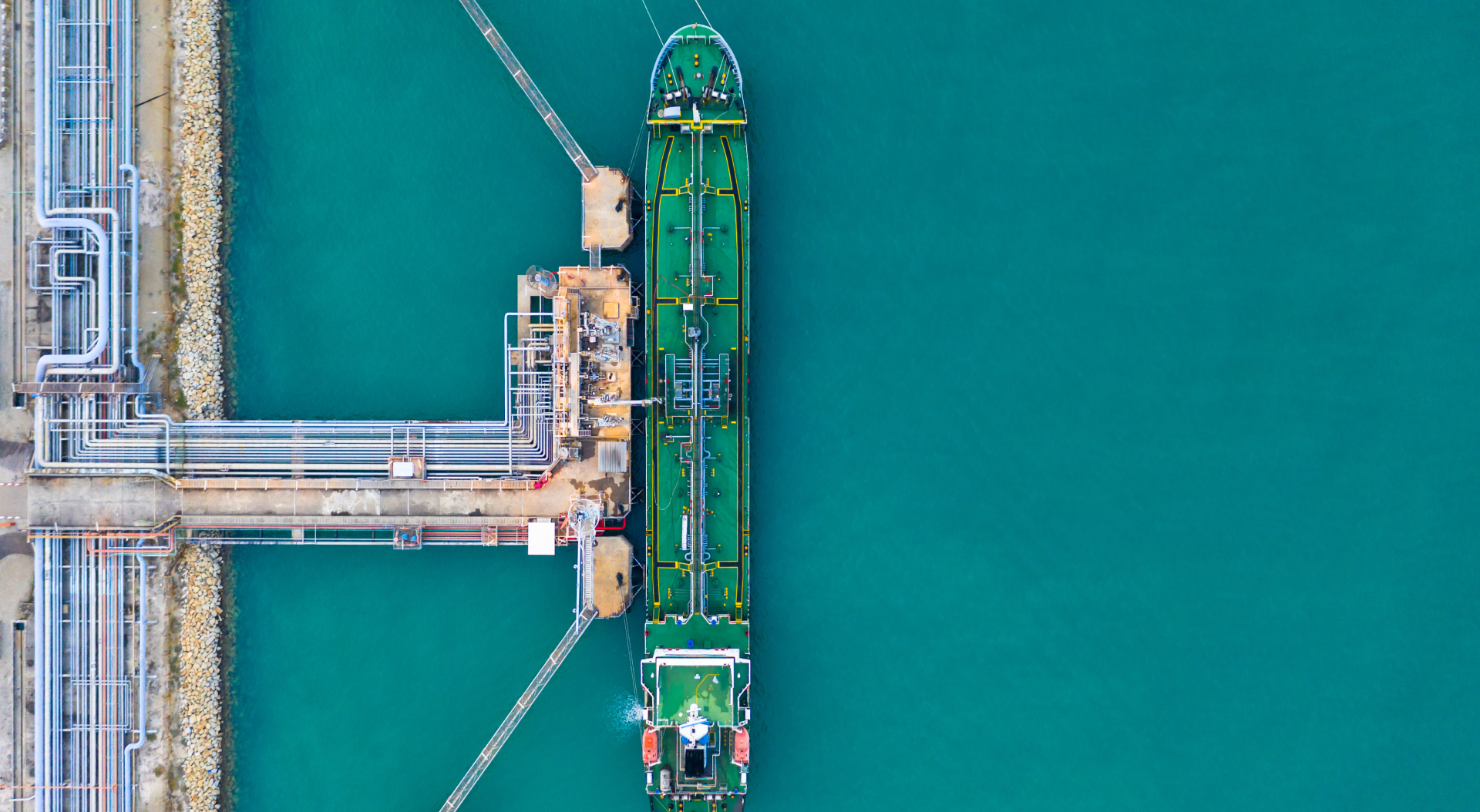 An aerial view of oil and gas operations.