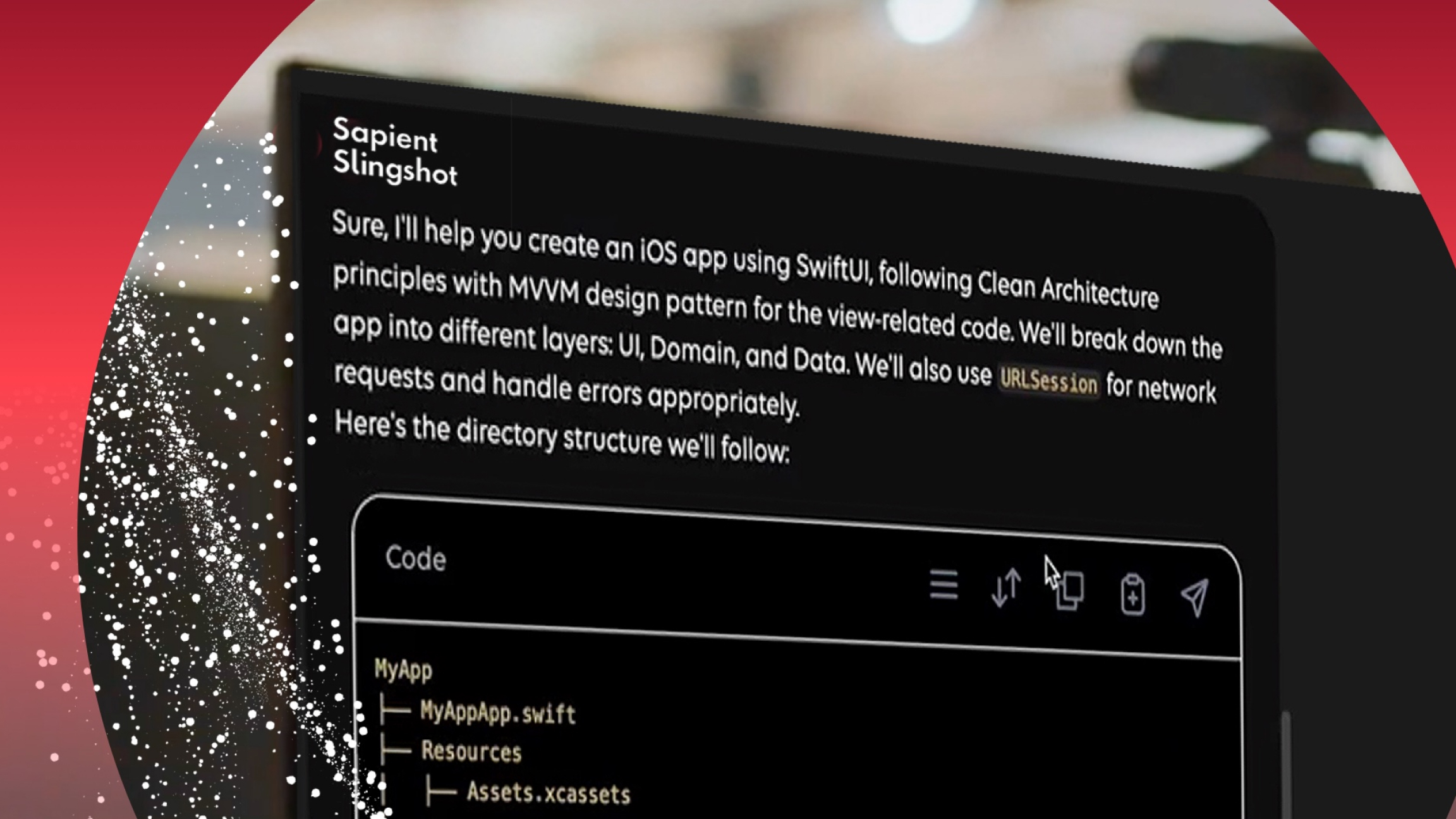 Sapient Slingshot screen with prompt and code build