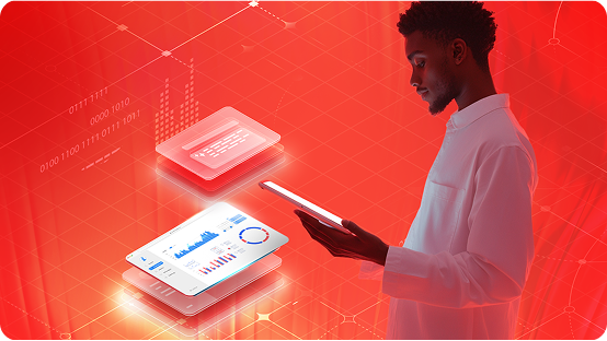 person looking at screen with content supply chain dashboards